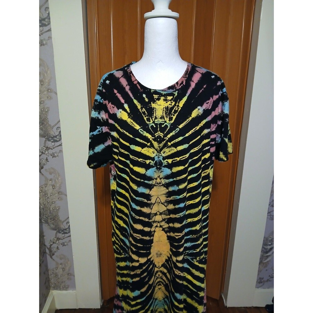 Sacred Threads Tye Dye Long Dress Cover up Skeleton Style  Pattern  Cotton OS - Picture 2 of 10